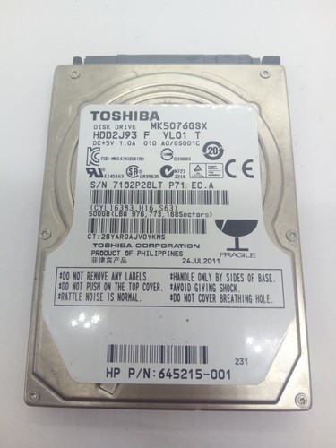 TOSHIBA**MK5076GSX** 500GB*** SATA HDD Notebook 2,5'' ZOLL#NFP1984