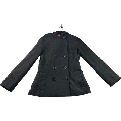 Esprit Outerwear Coat Womens Size Small Gray Long Sleeve Buttons Pockets