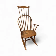 AAFA Antique 19th Century American New England Windsor Comb Back Rocking Chair