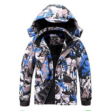 Boy's Waterproof Ski Jacket Warm Winter Snow Coat 14-16 Camouflage Printed