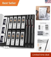 0.9mm Metal Mechanical Pencil Set - 3 Black Pencils with  Lead Refills