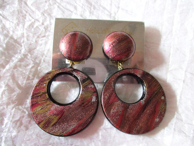 Ohrringe Clip rund Lila glänzend 5,5 cm Modeschmuck