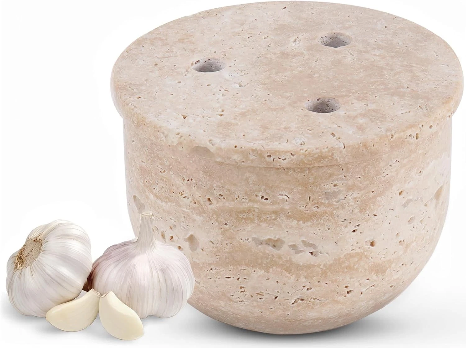 Marble Garlic Keeper 4.5" – Premium Onion, Garlic Storage, Elegant Kitchen Décor
