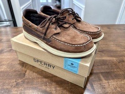 Sperry Topsider Lanyard Boat Moc Loafer  Leather Youth Boy Shoe Size 7M Brown