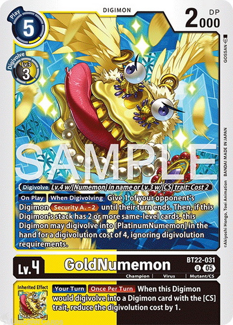 BT22-031 GoldNumemon : Uncommon Digimon Card : BT22: Cyber Eden