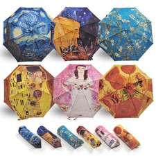 Mini Manual Umbrella with Famous Artwork, Compact 5-Fold Design