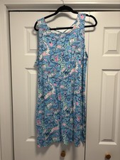 Lilly Pulitzer Kristen Cotton Swing Mini Dress Bali Blue Cape Cod Print XXL