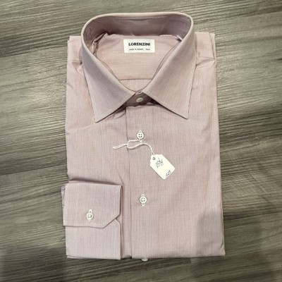 Lorenzini Italy Burgundy Grid Plaid Cotton Long Sleeve Dress Shirt 15 3/4 40 NEW