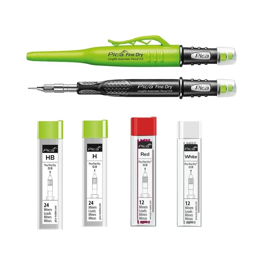 Pica 7070 Fine Lead 0.9mm Dry Long Life Automatic Pencil Or Choose Leads Colours