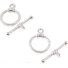 2 Sterling Silver Twisted Toggle Clasps Necklace Bracelet Jewelry Making