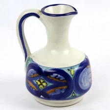 Vintage Hand-Painted Ceramic Vinegar Carafe Pitcher 5.5" Tall - No Lid