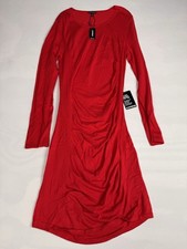 NWT Express Long Sleeve Ruched Sweater Dress Red Women’s L Retail $70