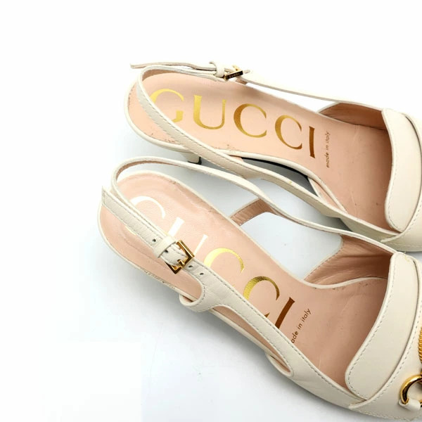 GUCCI Pumps Leather White #35 (approx. JP22.0cm) Slingback Bamboo thumbnail 8