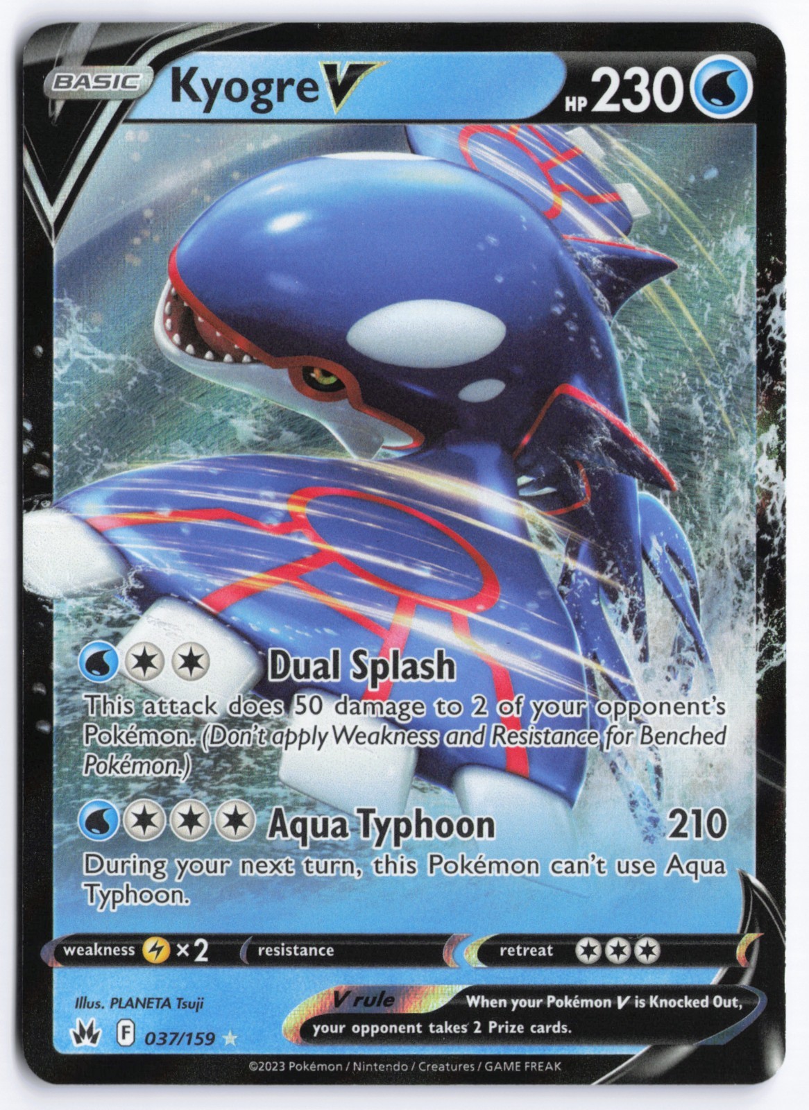 Pokémon TCG Kyogre V 037/159 Holo Crown Zenith NM