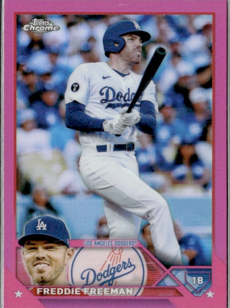 2023 Topps Chrome Freddie Freeman #5 Pink Refractor Dodgers Baseball