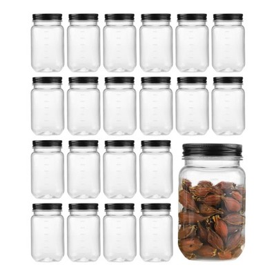 Naivees 16 Ounce Clear Mason Jars Plastic Storage Containers with Lids Plasti...
