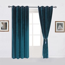 Super Soft Luxury Velvet Texture Curtains 52"W x 96"L Pack of 1 Peacock-blue
