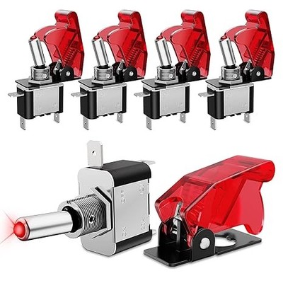 5PCS 12V LED Toggle Switch Heavy Duty 20A Switch SPST ON Off 3 Led Switch Red