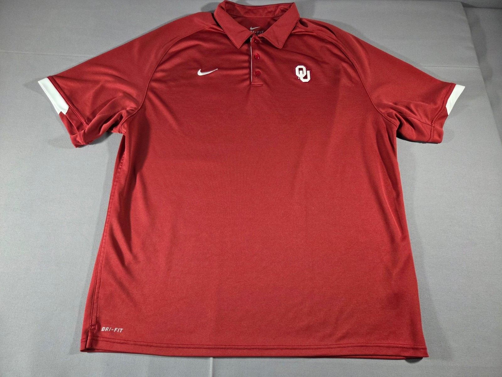 Nike Dri Fit Oklahoma Sooners Polo Shirt Mens 2XL Red NCAA OU Logo