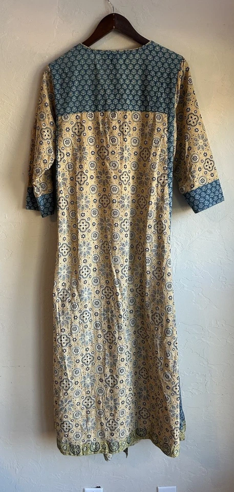 Maxi Vestido April Cornell Corbata Envolvente M Boho Campesino Cottagecore Plumero Kimono Foto 3 de 4