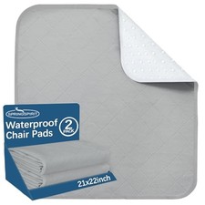Waterproof Chair Pads for Incontinence Washable 22'' x 2 Pack - 22x21 Gray