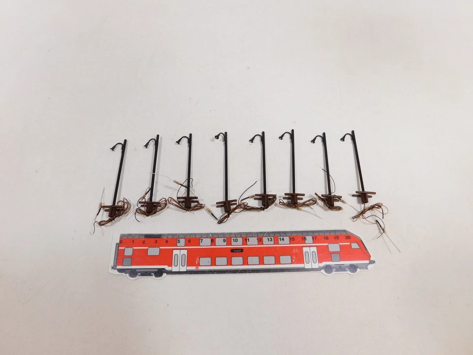 8x Viessmann TT Messing LED Holzmastleuchte 6960 leuchte 7,1 cm NEUW #DV686-0,5