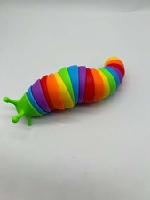 Rainbow Articulated Fidget Slug Toy 3D Printed Sensory Stress Relief Caterpillar