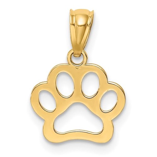 14K Solid Yellow Gold Dog Paw Print Pet Necklace Chain Pendant Charm 15mm Only - Picture 4 of 6