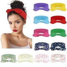 12 PCS Wild Floral Bow Headbands Women Elastic Headwraps Yoga Sport Turban