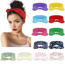 12 PCS Wild Floral Bow Headbands Women Elastic Headwraps Yoga Sport Turban