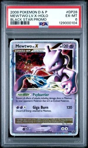2008 POKEMON DIAMOND & PEARL BLACK STAR PROMO #DP28 MEWTWO LV.X-HOLO PSA 6