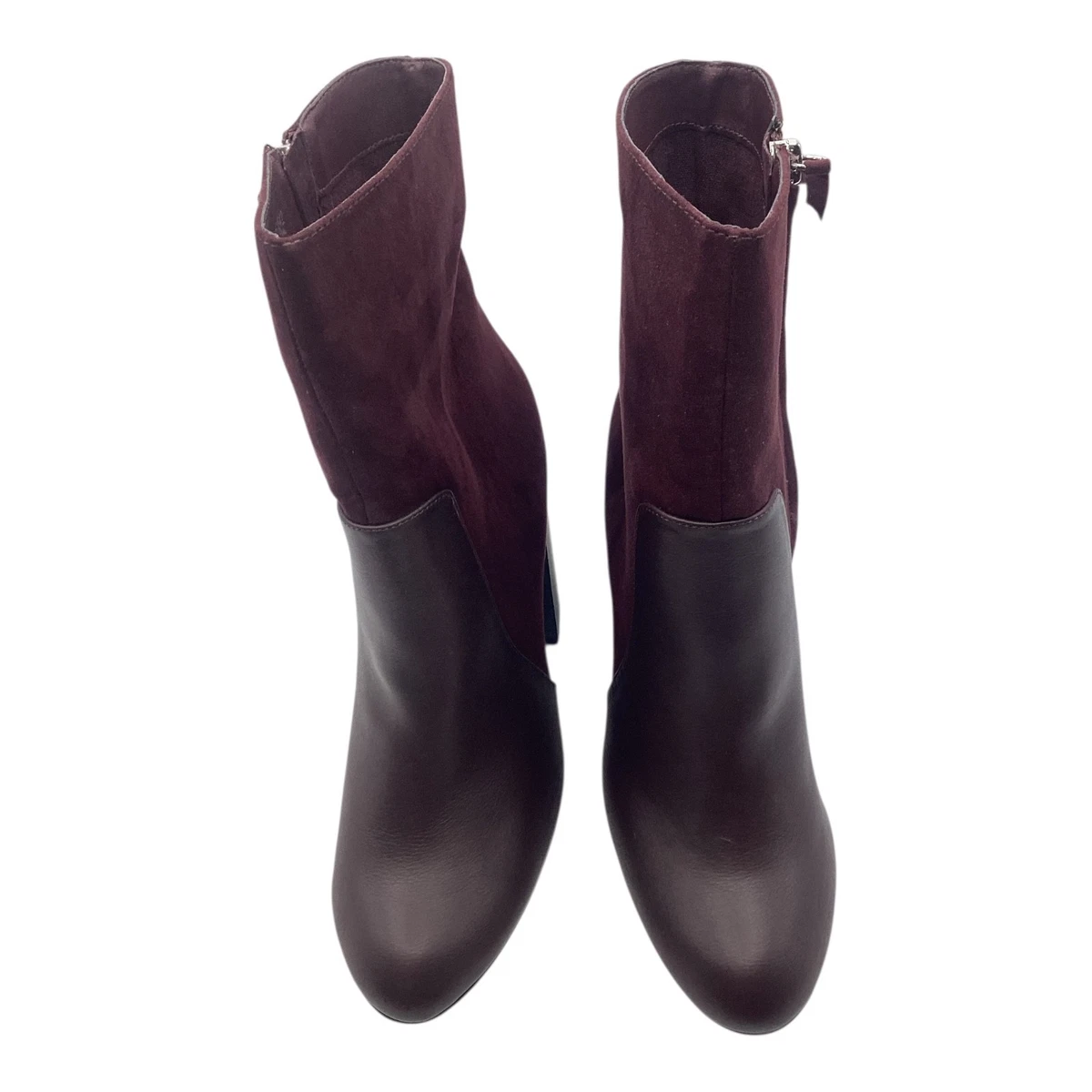 Anne Michelle Mujer Borgoña Imitación Gamuza Tacón Alto Botines Talla UK 7 Nuevos