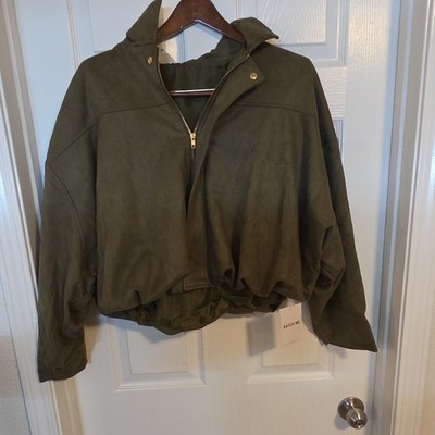 Katch Me Women's Green Bomber Jacket Full-Zip Lined Long Sleeve Size S WO15172