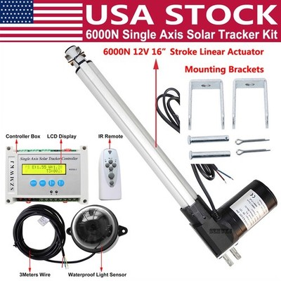 6000N 16'' Linear Actuator&Controller&Complete Single Axis Solar Tracking Tracker