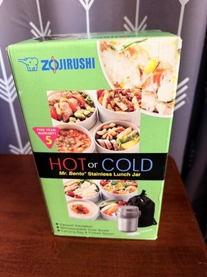 NIB Zojirushi Mr. Bento Multi Food Containers in SS Silver Vacuum Insulated