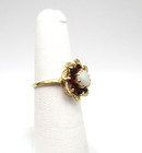 14K Yellow Gold Opal & Garnet Halo Ring Size 5.75 - 6 [R343] — photo 4
