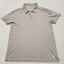DKNY Jeans Men's Medium Brown Tan Stripe Short Sleeve Polo Shirt