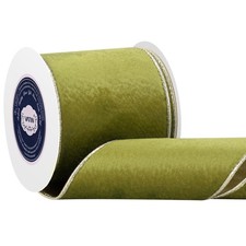 10 Yards 4-inch Metallic Grass Green Velvet Wired Ribbon for Floral Gifts