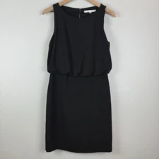 Trina Turk Blouson Dress Women 4 Black Silver Sequin Sleeveless LBD Classic