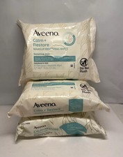 3x Aveeno Calm  Restore Nourishing Makeup Remover Face Wipes 25 Wipes Ea