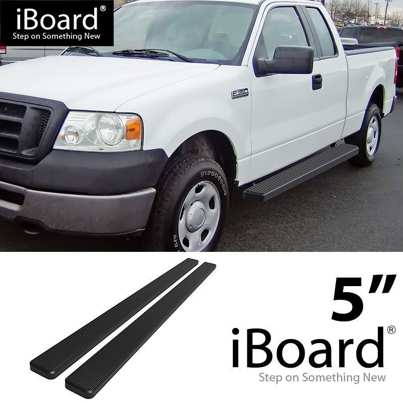 APS Running Boards For Ford F150 2004-2008 Super Cab - 5 Inch Black Powder Coated Nerf Bars