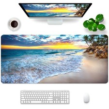 XXL Gaming Mouse Pad 31.5x15.7 Extended Size Beach Ocean Design Non-Slip