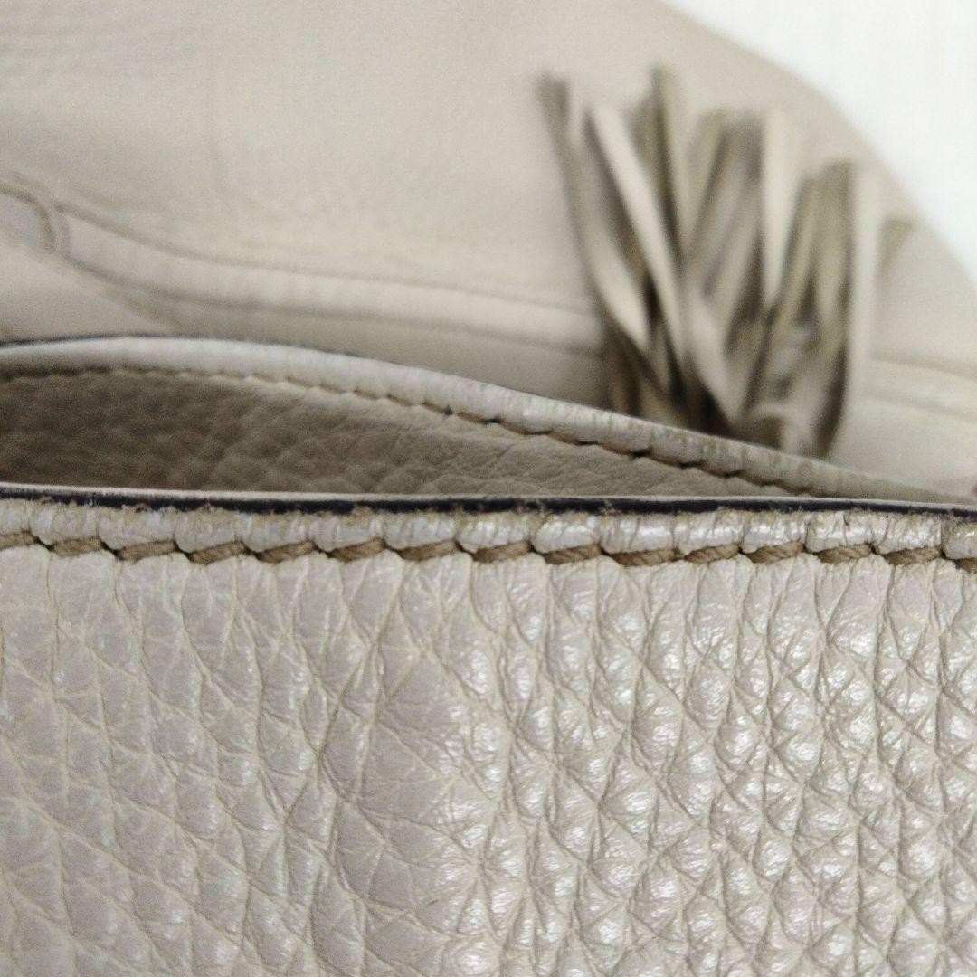 GUCCI Soho Tote Bag Leather Beige Fringe Charm Authentic B Grade thumbnail 15
