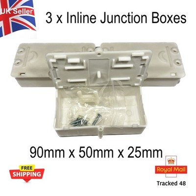Inline Elektro Abzweigdose 3er Set - 90 mm x 50 mm x 25 mm Verkabelung YE Yecbox
