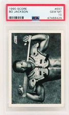 Bo Jackson 1990 Score BB/FB #697 B&W Bat On Shoulder Pads Card - PSA 10 GEM MINT