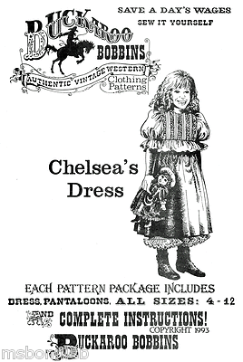 Buckaroo Bobbins Victorian Girl Chelsea's Dress & Pantaloons Sewing Pattern 4-12