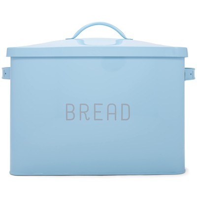 Nat & Jules Extra Large Blue 15 x 10 Metal Farmhouse Bread Box - Holds Two Fu...