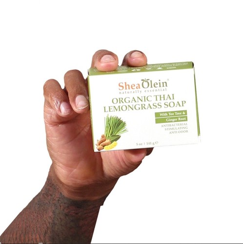 Organic Thai Lemongrass Shea Olein Natural Soap 5 oz Bar With Tea Tree & Ginger - Picture 4 of 5