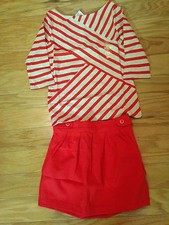 NWT Gymboree Mod About Orange Stretch Ponte Pleat Skirt Diagonal Stripe Shirt 6
