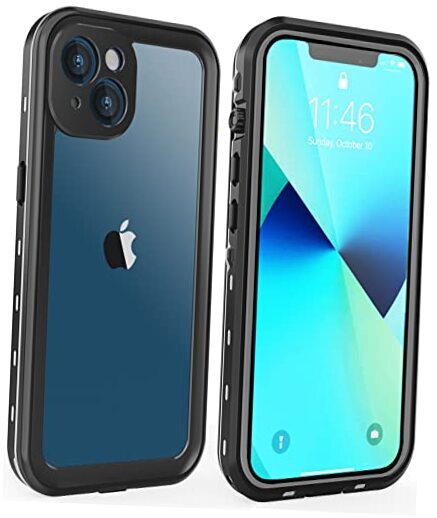 for iPhone 13 Case Waterproof Shockproof Dustproof Full-Body Sturdy with Black